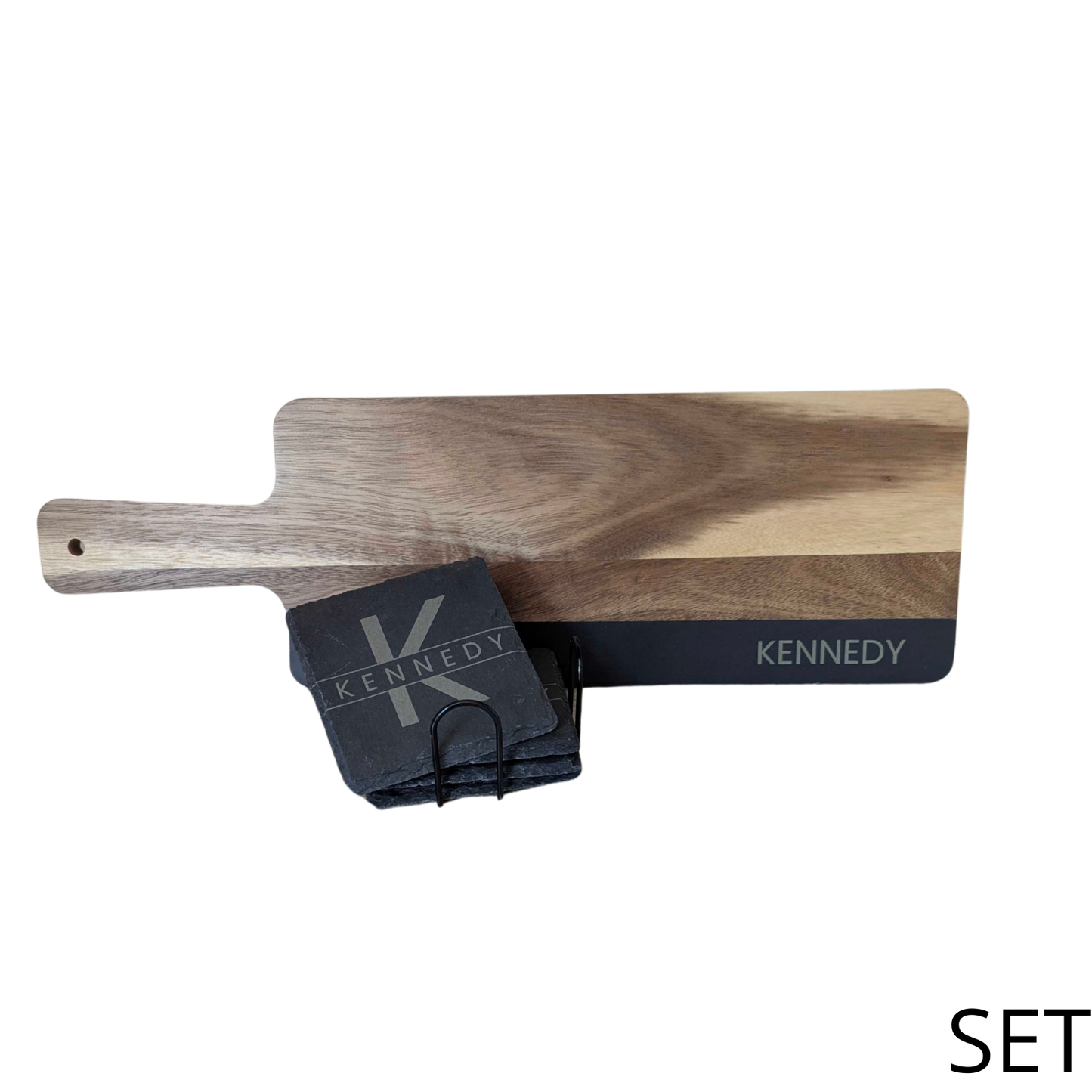Wood & Slate Servingboard & Coaster Set