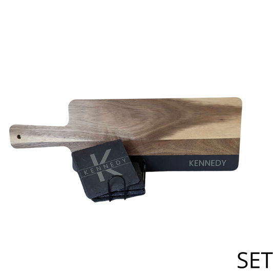 Wood & Slate Servingboard & Coaster Set