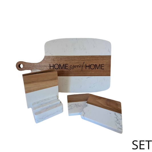 Marble Coaster Set & Serving Board Bundle