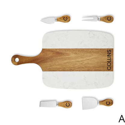 Marble Coaster Set & Serving Board Bundle