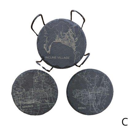 Wood & Slate Servingboard & Coaster Set